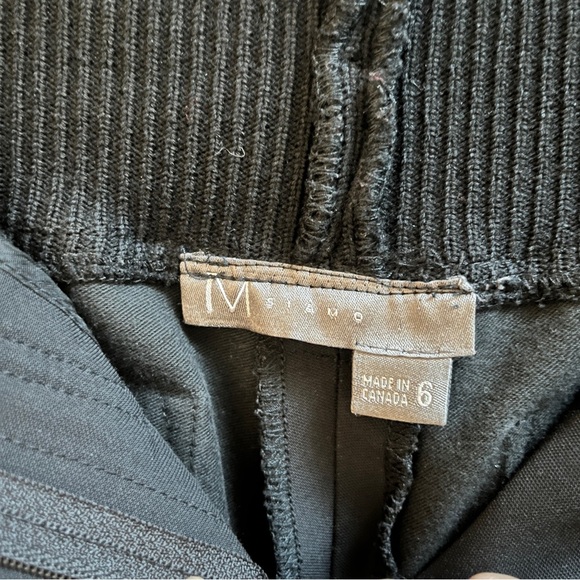 M Siamo Solid Black Ribbed Knit Waist Straight Leg Trouser Pants Sz 6 - Picture 7 of 11
